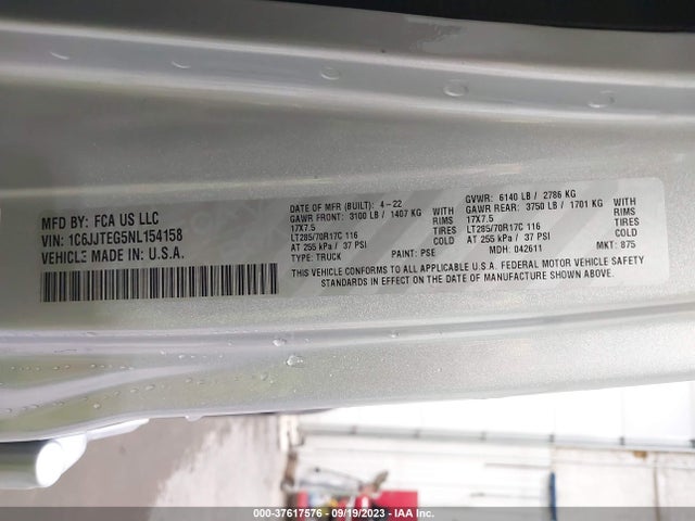 Jeep Gladiator Mojave 2022 1C6JJTEG5NL154158 Image 9