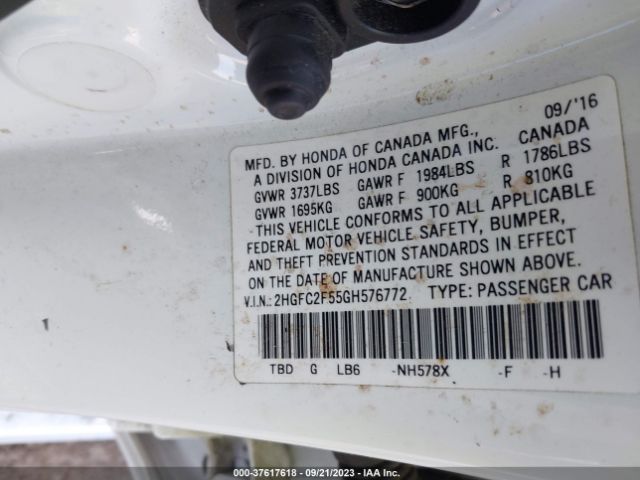 2HGFC2F55GH576772 Honda Civic Sedan Lx
