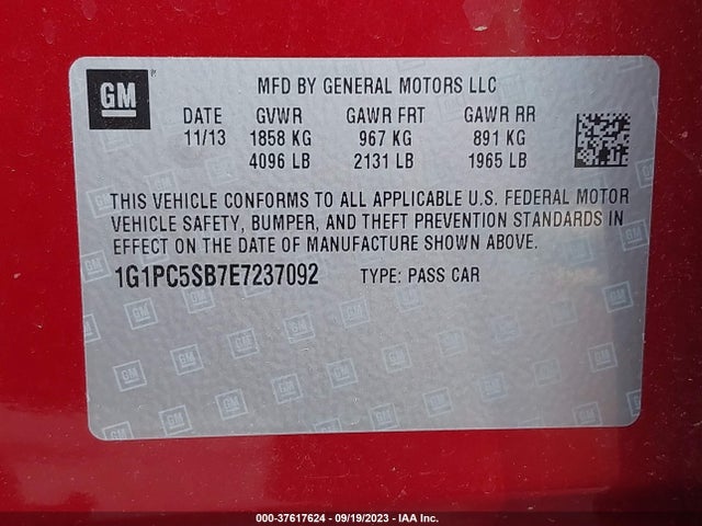 Chevrolet Cruze 1lt 2014 1G1PC5SB7E7237092 Image 9