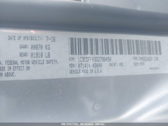 1C3CDFFA3GD796450 Dodge Dart Sxt Sport