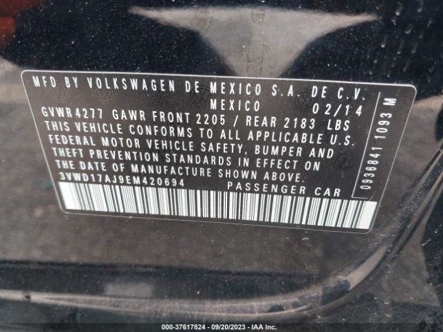 Volkswagen Jetta Sedan Se W/connectivity 2014 3VWD17AJ9EM420694 Image 9