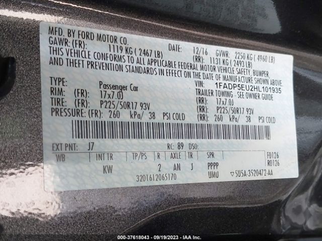 1FADP5EU2HL101935 Ford C-max Energi Se