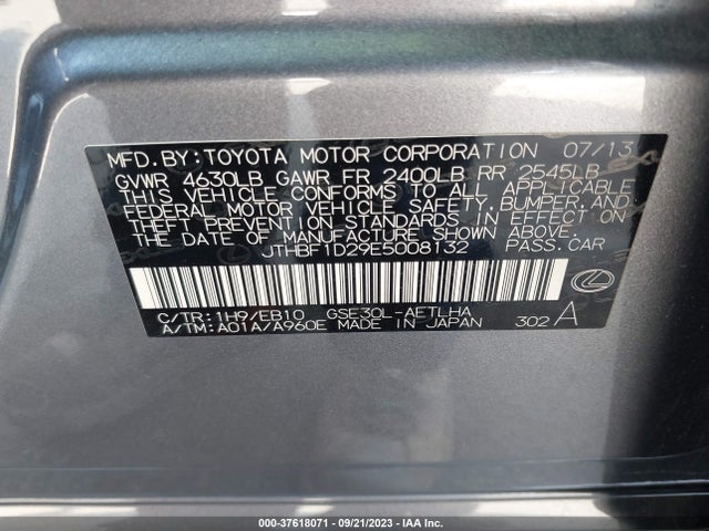 Lexus IS 250 2014 JTHBF1D29E5008132 Image 9