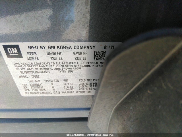 Chevrolet Trailblazer Lt 2021 KL79MRSL7MB141551 Image 9