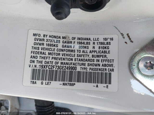 Honda CIVIC EX 2016 19XFC2F73GE249900 Image 9