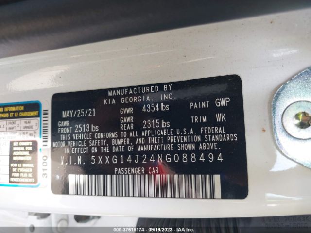 5XXG14J24NG088494 KIA K5 LXS