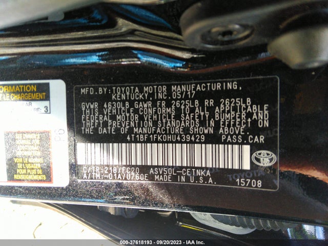 2017 Toyota Camry, VIN: 4T1BF1FK0HU439429