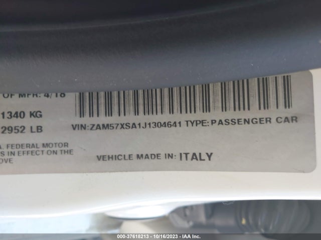 2018 MASERATI GHIBLI VIN: ZAM57XSA1J1304641