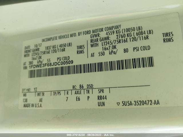 2018 Ford E-Series, VIN: 1FDWE3F68JDC00509