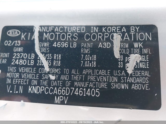 2013 KIA SPORTAGE SX VIN: KNDPCCA66D7461405