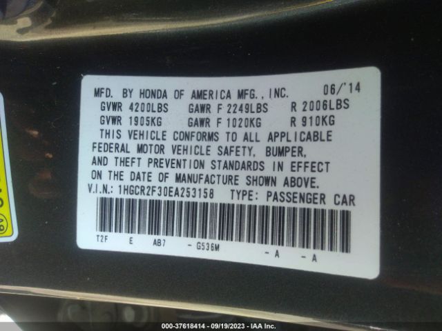 1HGCR2F30EA253158 Honda Accord Sedan Lx