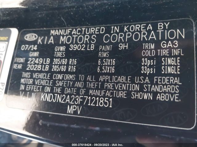 KNDJN2A23F7121851 KIA Soul Base