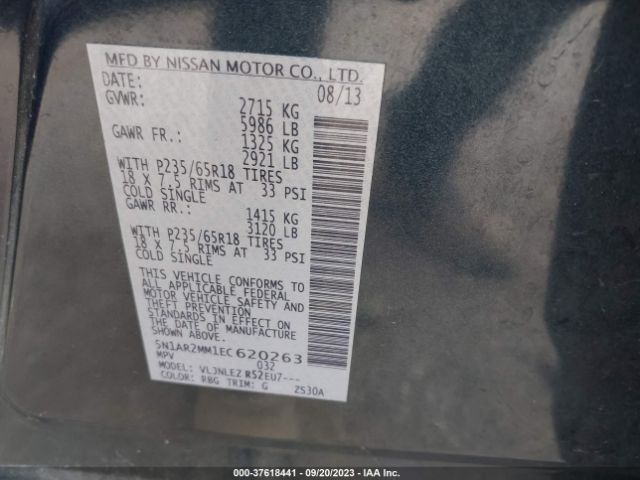 5N1AR2MM1EC620263 Nissan Pathfinder Sv