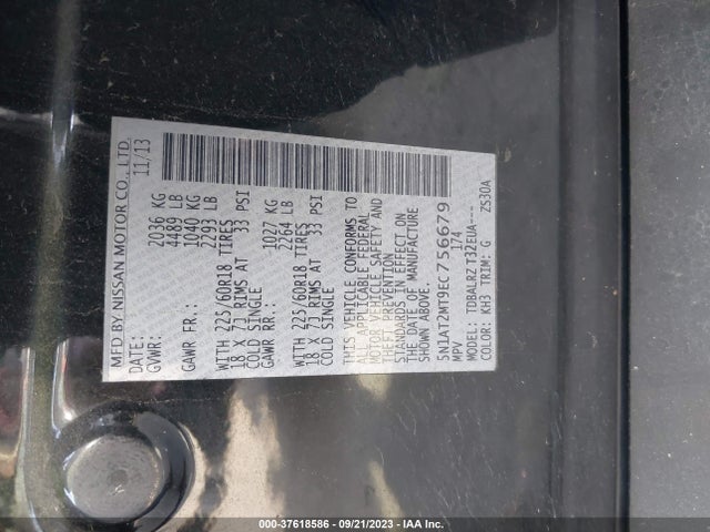 2014 NISSAN ROGUE SL VIN: 5N1AT2MT9EC756679