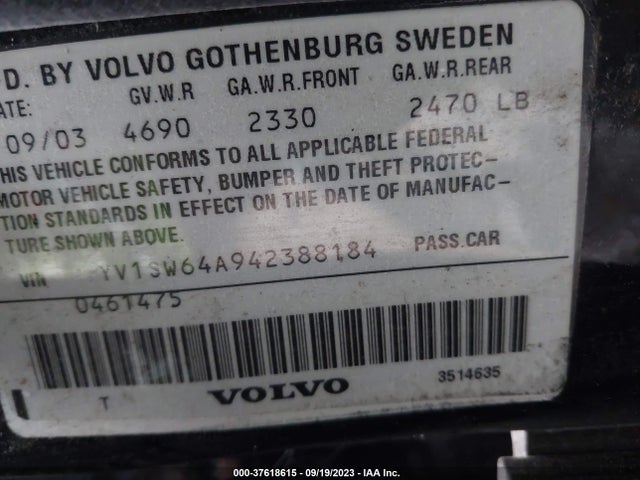 2004 VOLVO V70 VIN: YV1SW64A942388184