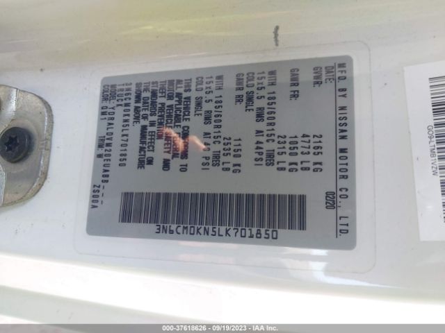 3N6CM0KN5LK701850 Nissan Nv200 Compact Cargo S