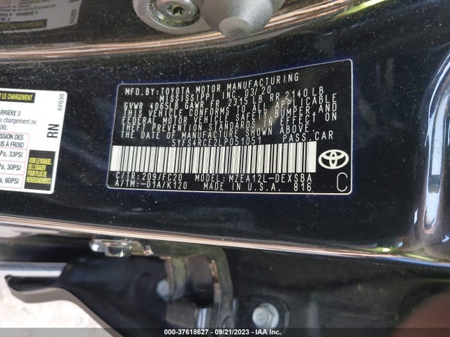 Toyota COROLLA SE 2020 5YFS4RCE2LP051051 Image 9