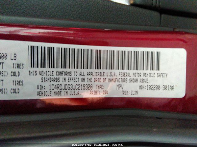 1C4RDJDG3JC219320 Dodge DURANGO GT