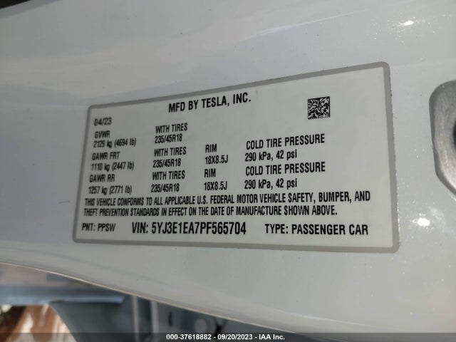 2023 Tesla 3, VIN: 5YJ3E1EA7PF565704