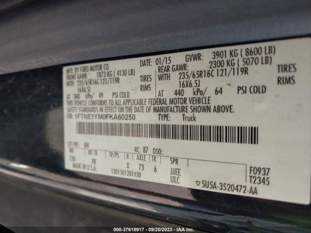 1FTNE1YM0FKA60250 Ford TRANSIT CARGO VAN