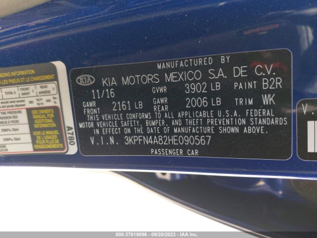 3KPFN4A82HE090567 KIA FORTE EX