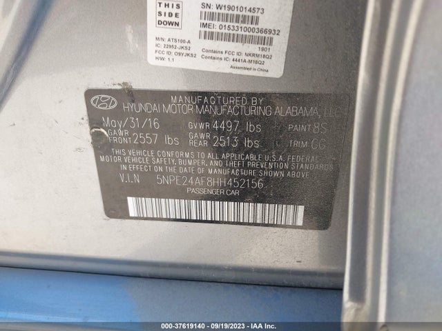 Hyundai SONATA SE 2017 5NPE24AF8HH452156 Image 9