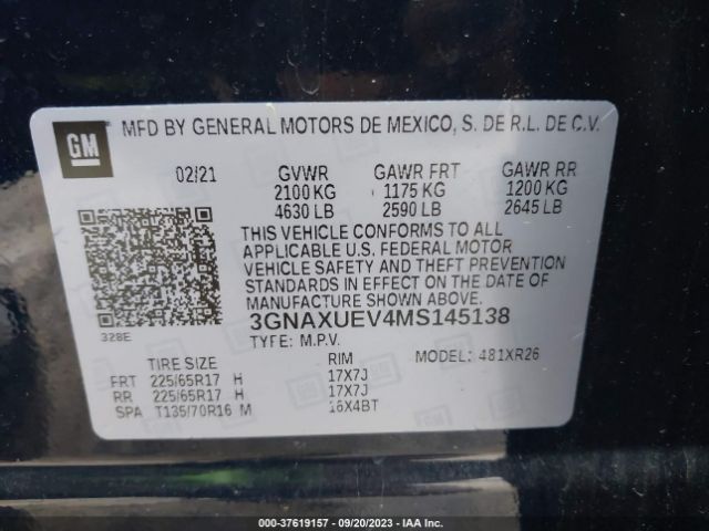 2021 CHEVROLET EQUINOX 3GNAXUEV4MS145138 Photo 8