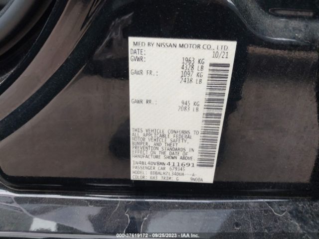 1N4BL4DV8MN411691 Nissan Altima 2.5 Sv