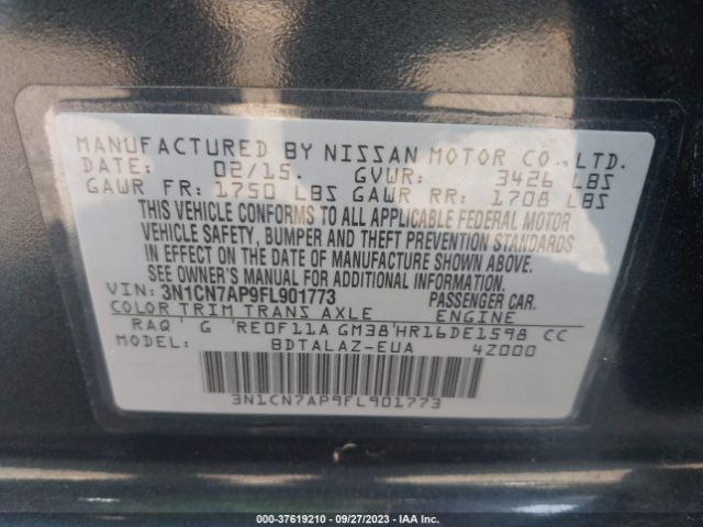 3N1CN7AP9FL901773 Nissan Versa S Plus
