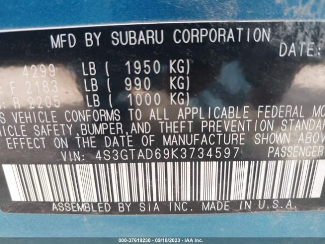 4S3GTAD69K3734597 Subaru Impreza Premium