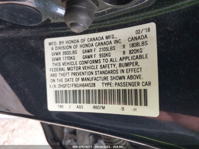 2HGFC1F90JH644528 Honda Civic Sedan Touring