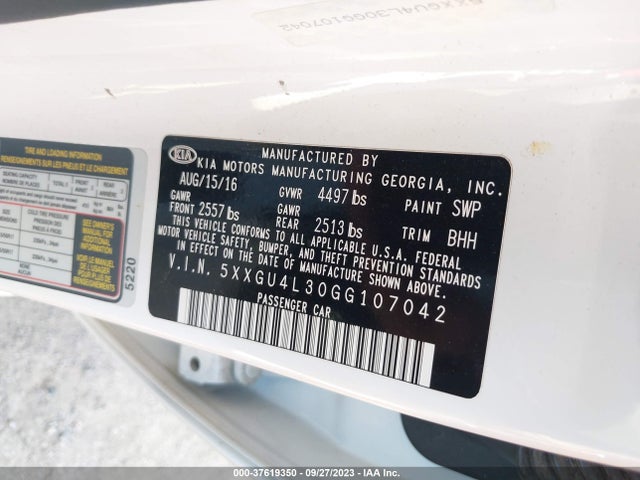 KIA OPTIMA EX 2016 5XXGU4L30GG107042 Image 9