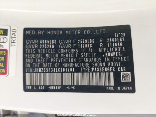 JHMZC5F38LC001704 Honda Clarity Plug-in Hybrid Touring