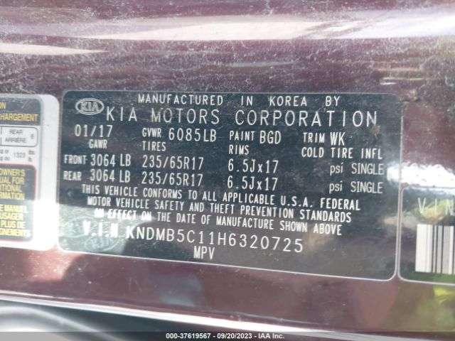 KNDMB5C11H6320725 KIA SEDONA LX