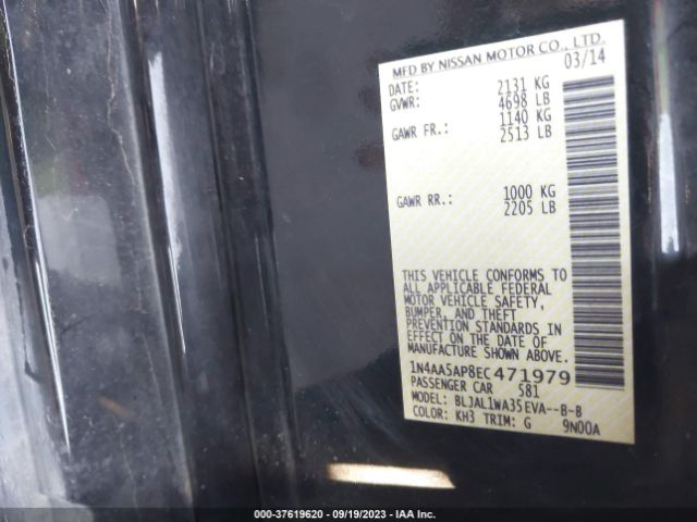 1N4AA5AP8EC471979 Nissan Maxima 3.5 Sv W/sport Pkg