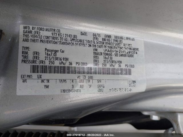 1FADP3F27FL291374 Ford FOCUS SE