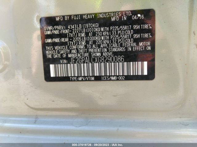 JF2GPALCXG8290086 Subaru Crosstrek Limited