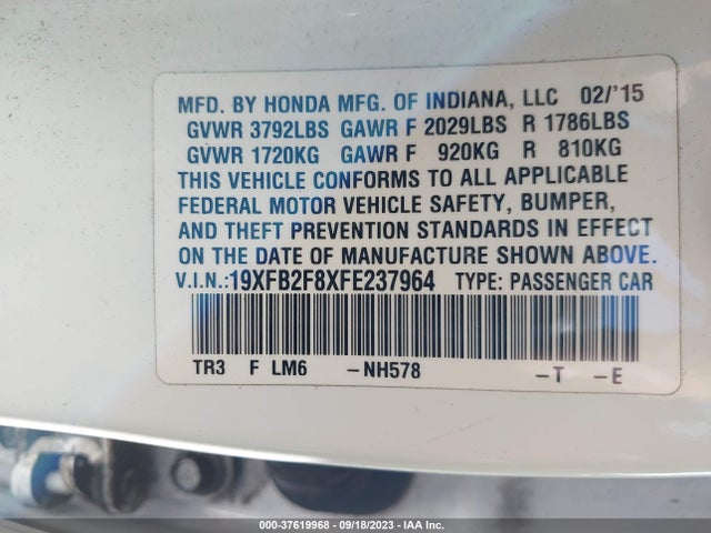 Honda Civic Sedan Ex 2015 19XFB2F8XFE237964 Image 9