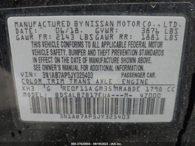 3N1AB7AP5JY325403 Nissan SENTRA S
