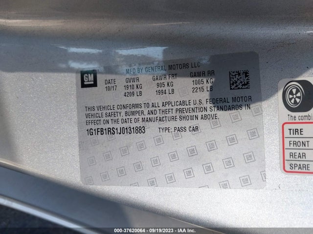 Chevrolet Camaro 1lt 2018 1G1FB1RS1J0131883 Image 9