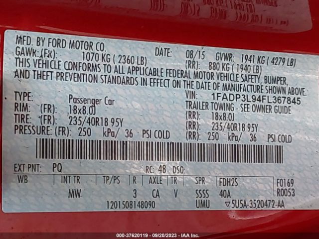 1FADP3L94FL367845 Ford FOCUS ST
