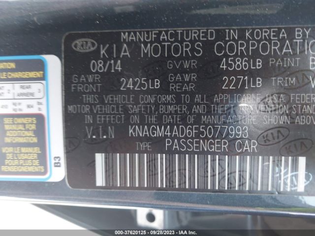 KNAGM4AD6F5077993 KIA OPTIMA HYBRID