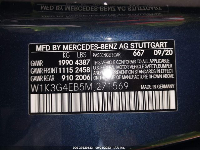 W1K3G4EB5MJ271569 Mercedes-Benz A-class A 220