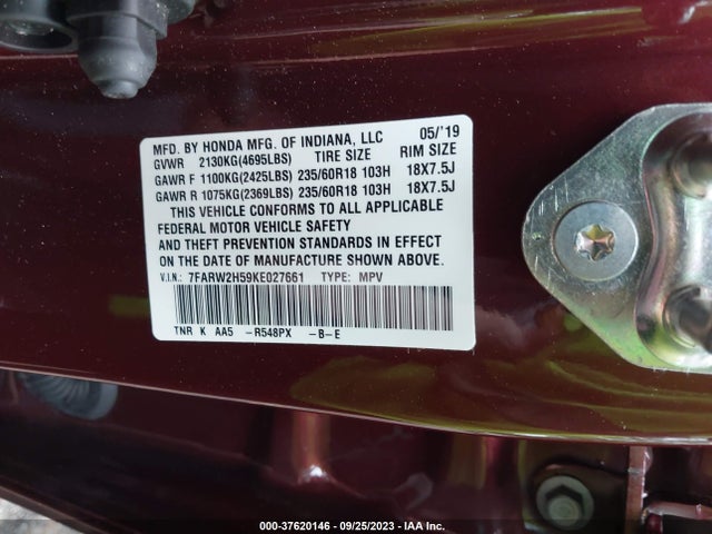 Honda CR-V EX 2019 7FARW2H59KE027661 Image 9
