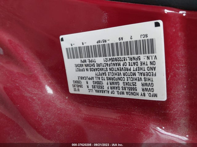 2002 HONDA ODYSSEY EX-L W/NAVIGATION/LEATHER VIN: 5FNRL18722B054121