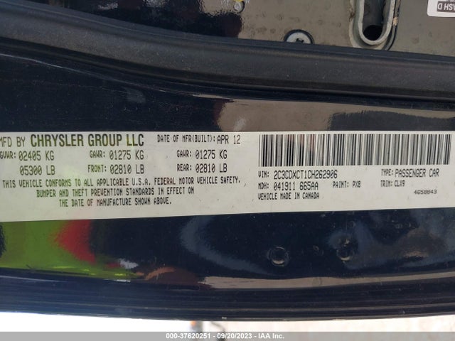 2012 DODGE CHARGER RT PLUS VIN: 2C3CDXCT1CH262906