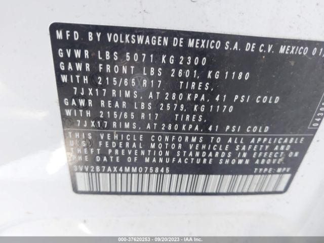 2021 VOLKSWAGEN TIGUAN 3VV2B7AX4MM075845 Photo 8