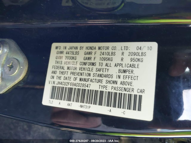 2010 Acura Tsx 2.4 მანქანა იყიდება აუქციონზე, vin: JH4CU2F69AC028547, აუქციონის ნომერი: 37620287