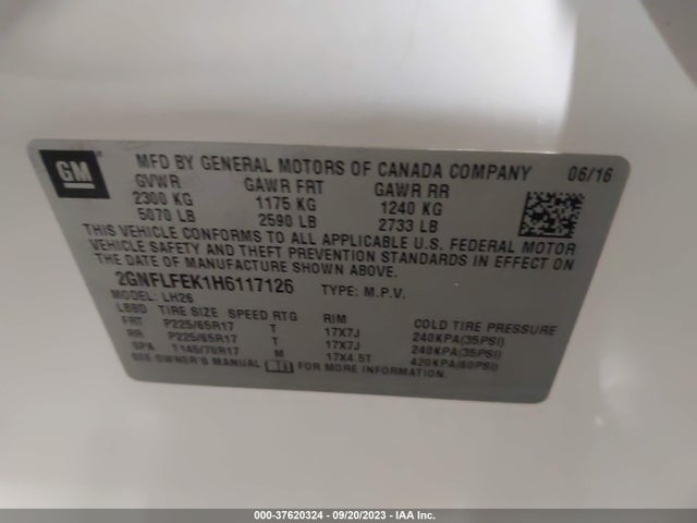 Chevrolet EQUINOX LT 2017 2GNFLFEK1H6117126 Image 9