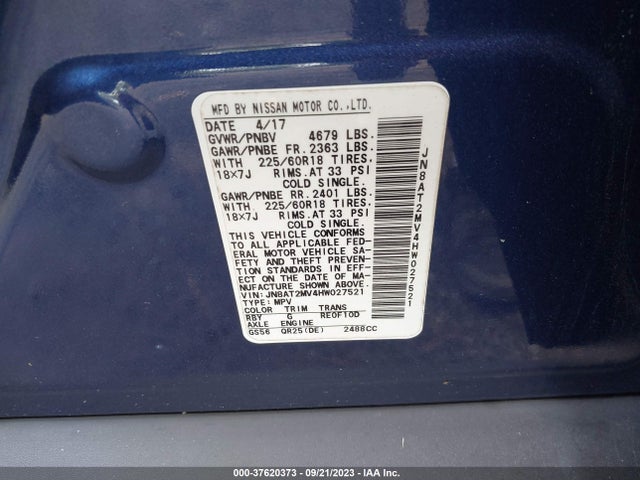 Nissan Rogue Sl 2017 JN8AT2MV4HW027521 Image 9